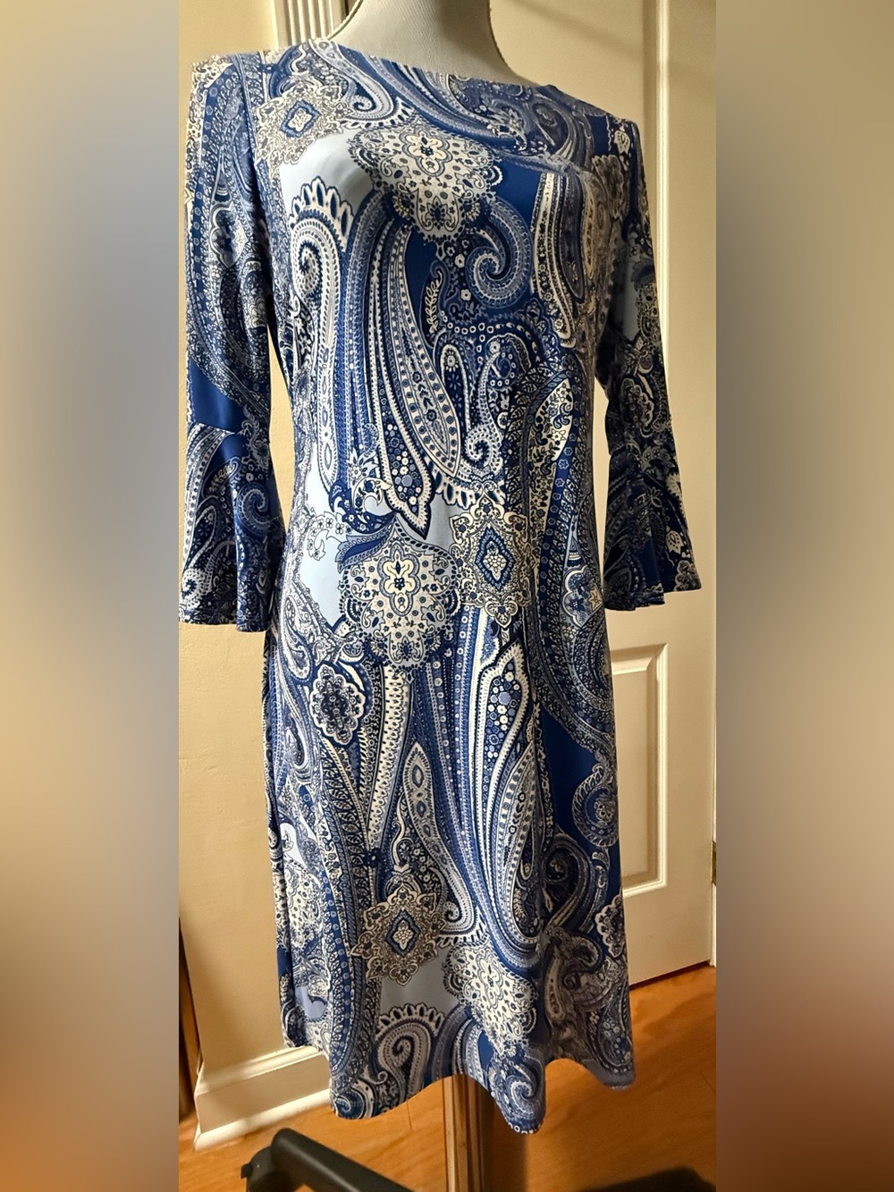 Tommy Hilfiger Blue Paisley Long-Sleeve Women’s Dress Size 6